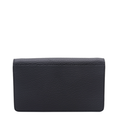 Four Stitches Medium Grainy Calf Leather Chain Wallet - Black
