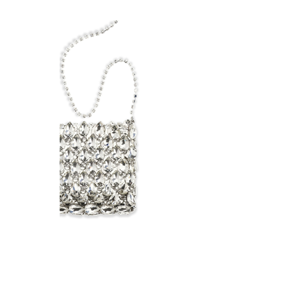 Mini Crystal Chainmail Bag - Silver