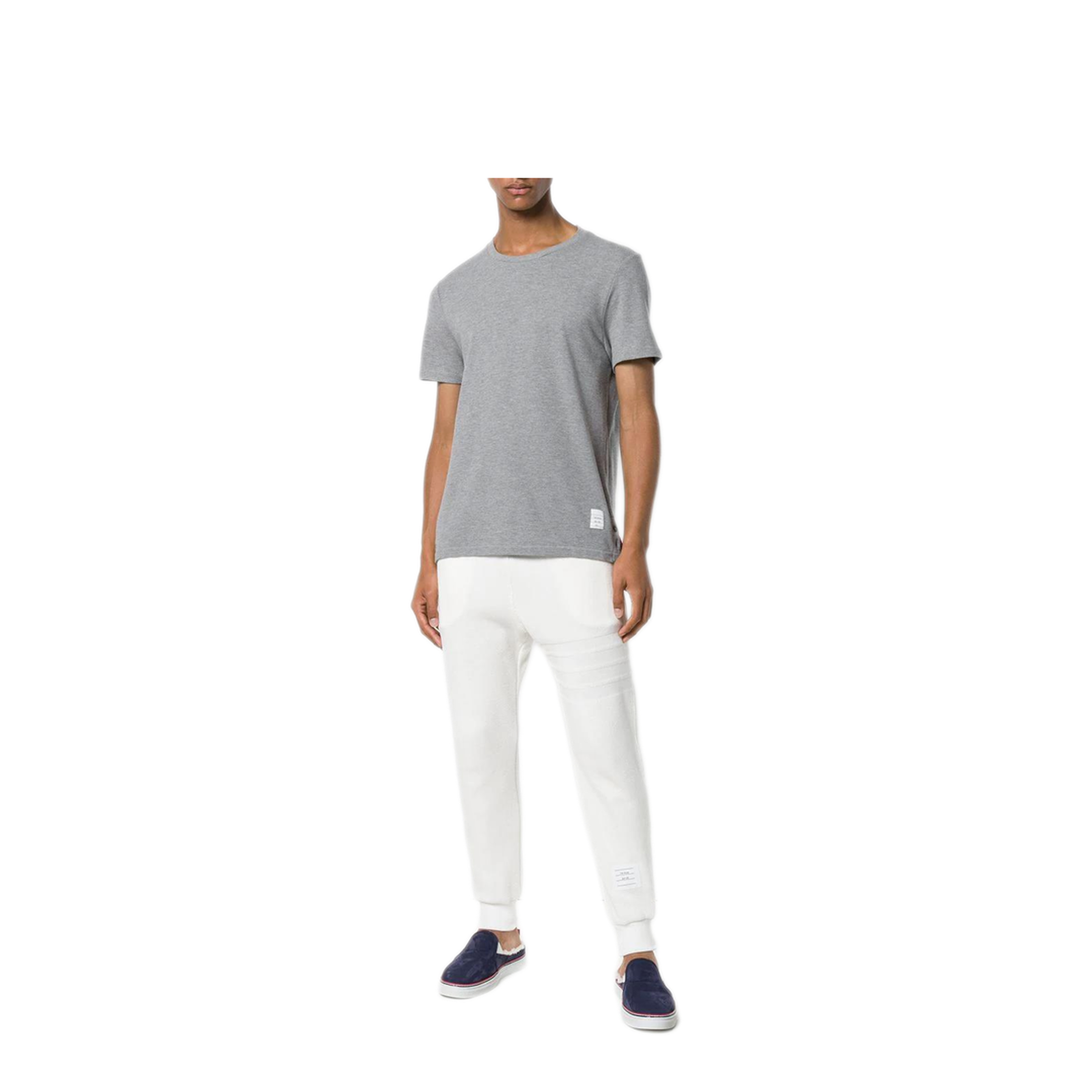 MAYFEYR - Thom Browne - Relaxed Fit Ss Tee With Center-Back Rwb Stripe In Classic Pique - MJS056A00050055