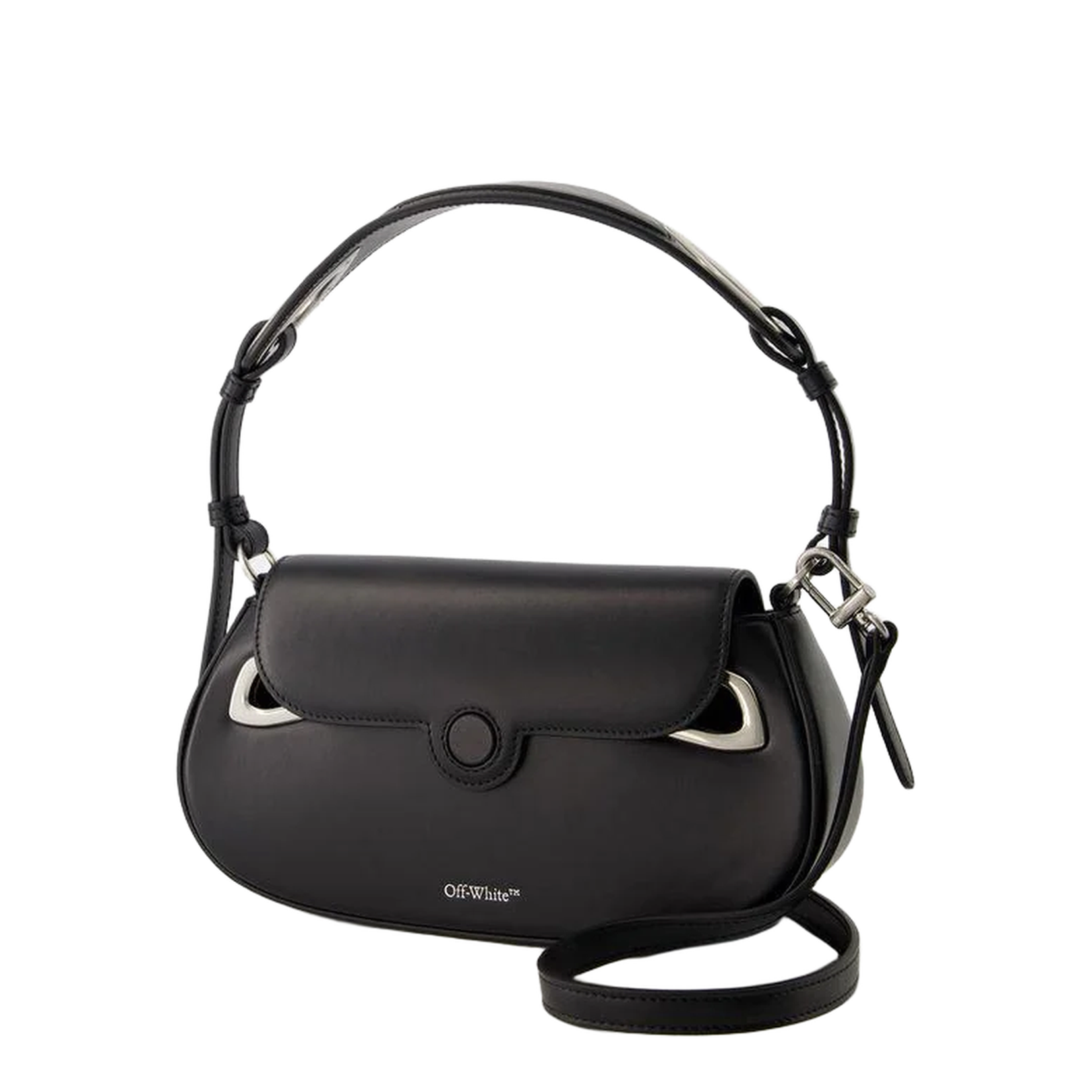 Clam Baguette Bag in Beige Leather with Logo