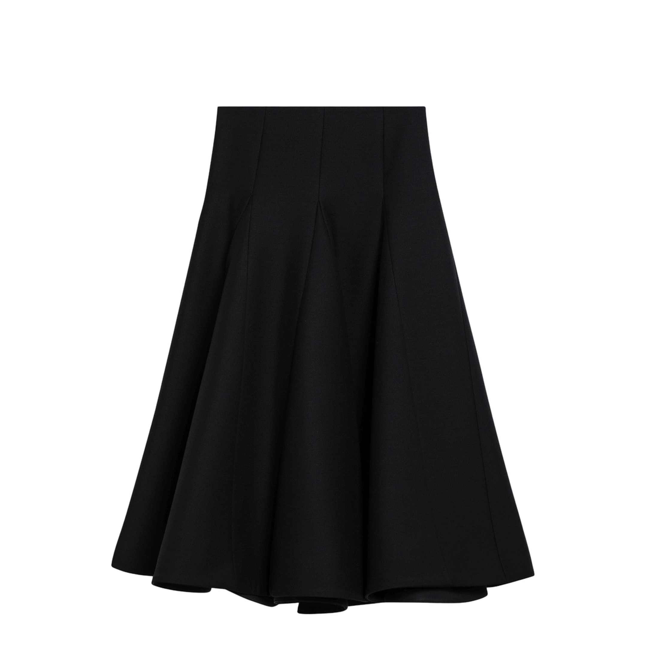 MAYFEYR - Valentino - Black Silk Flounced Midi Skirt - 5B0RAC181CF0NO