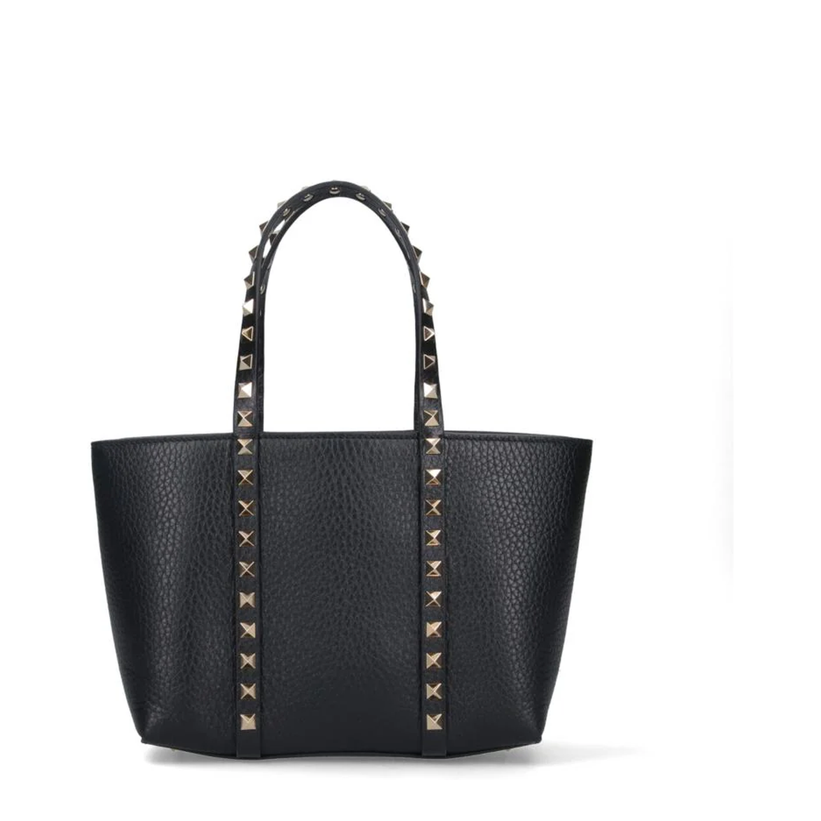 Black Leather Small Rockstud Shopping Bag