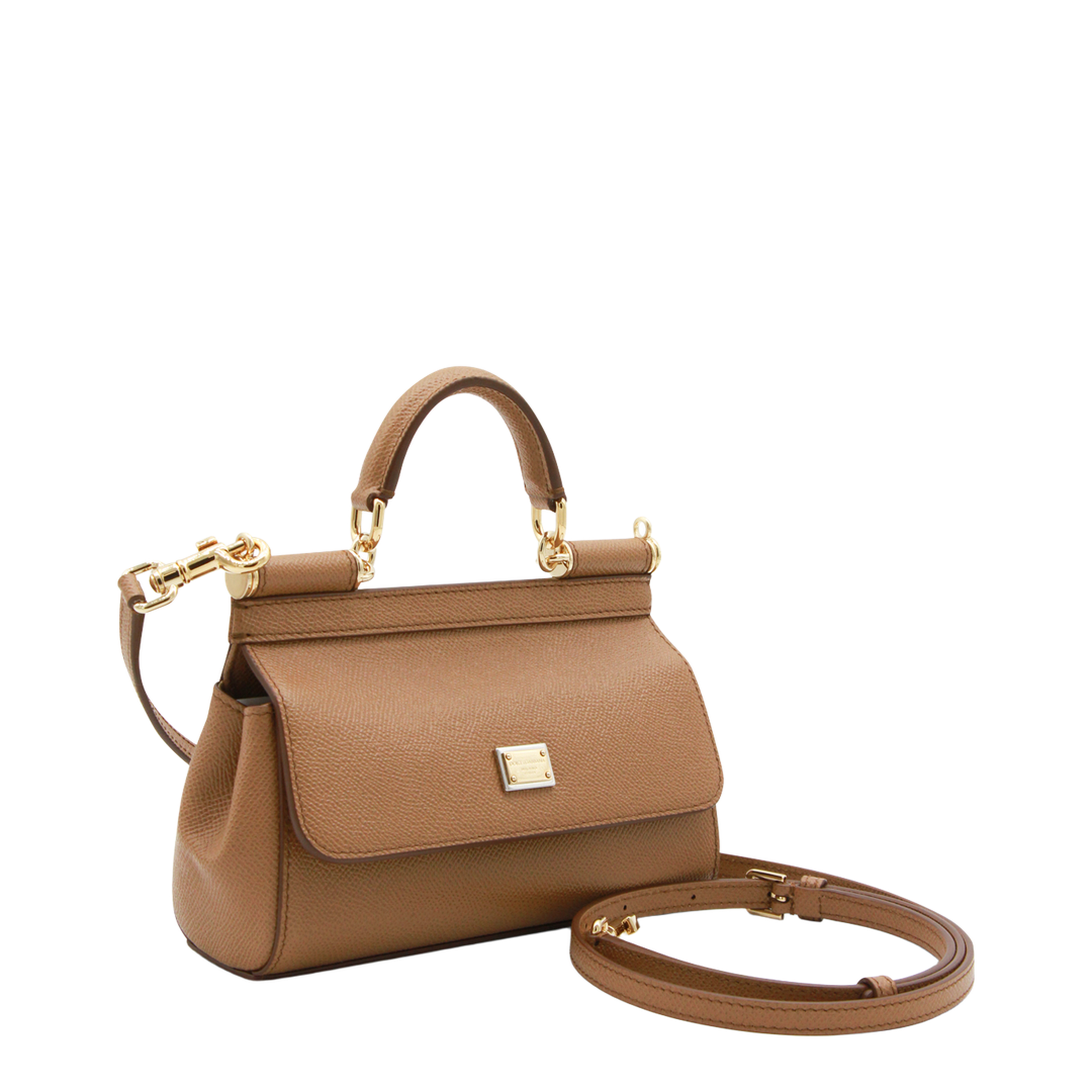 Sicily Mini Calfskin Top Handle Bag - Brown
