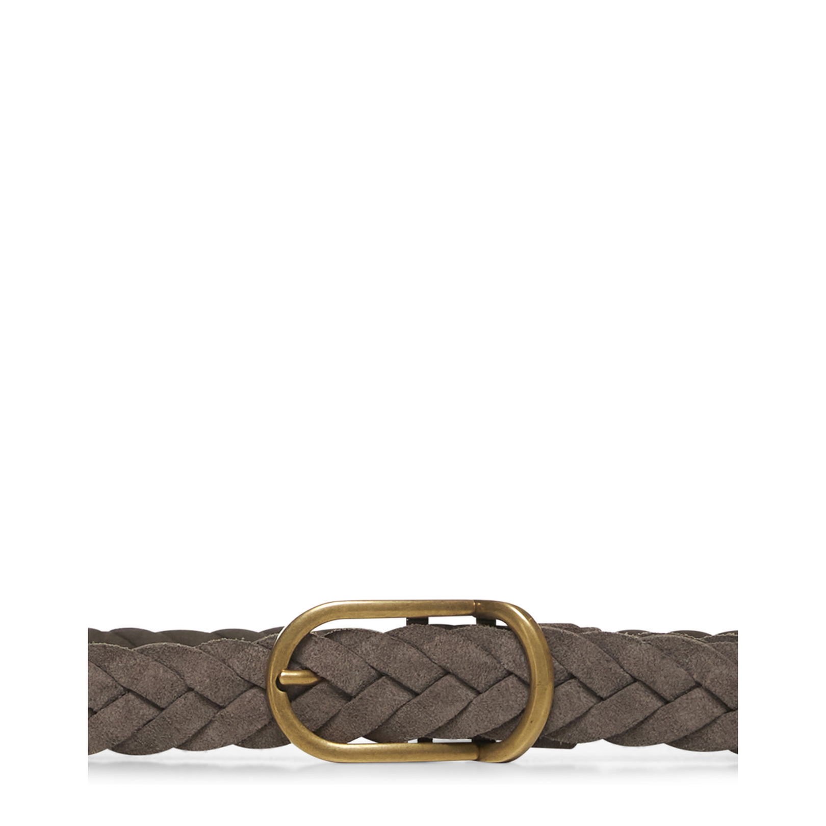 Woven Suede Belt with Rounded Buckle and Metal Loop