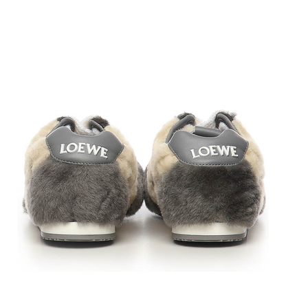 Ballet Runner Shearling Sneakers in White