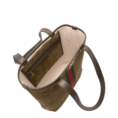 Ophidia Medium Tote Bag Dark Green Suede