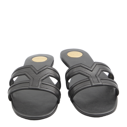 MABROUKA Slides in Smooth Leather in Black