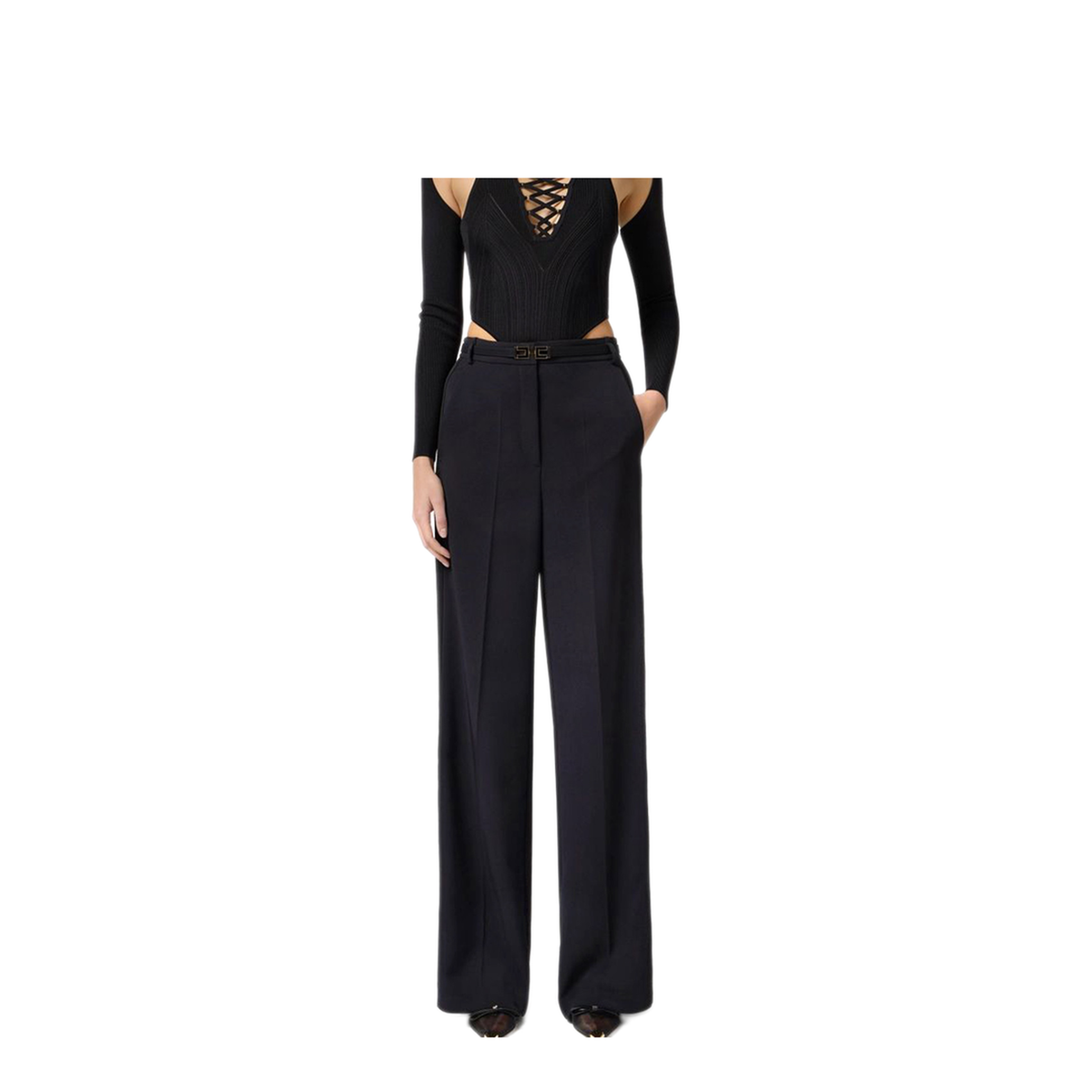 MAYFEYR - Elisabetta Franchi - Black Trousers - PA08751E2110