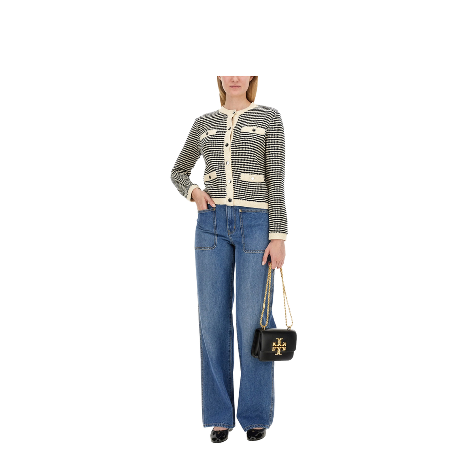 Kendra Contrasting-trim Striped Cardigan