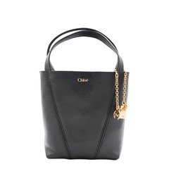 Spin Small Grained Cowhide Tote - Black