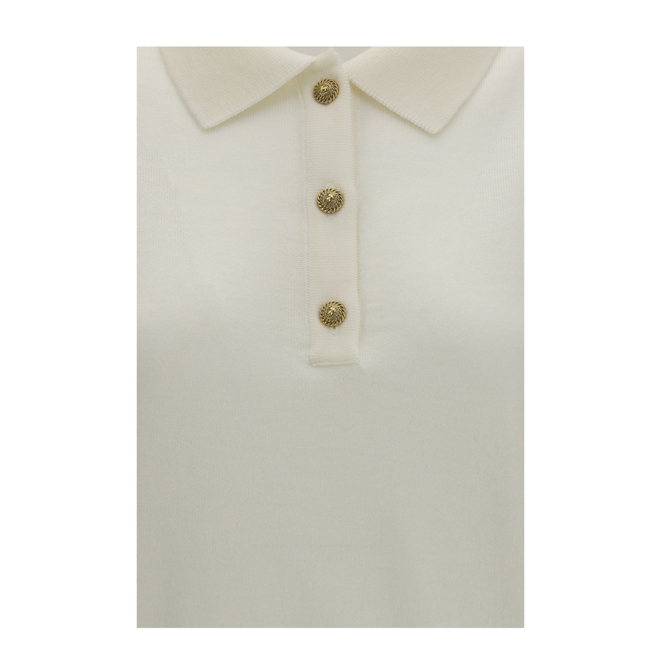 MAYFEYR - Balmain - Wool Polo With Vintage Buttons - HF1GB040KJ990FA