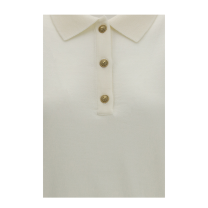 MAYFEYR - Balmain - Wool Polo With Vintage Buttons - HF1GB040KJ990FA