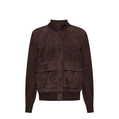 Brown Wool & Suede Cardigan