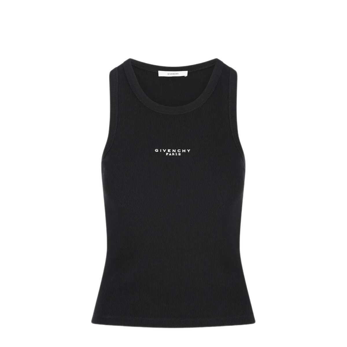 Black Slim-Cut Tank Top with Logo