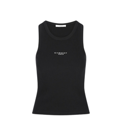Black Slim-Cut Tank Top with Logo