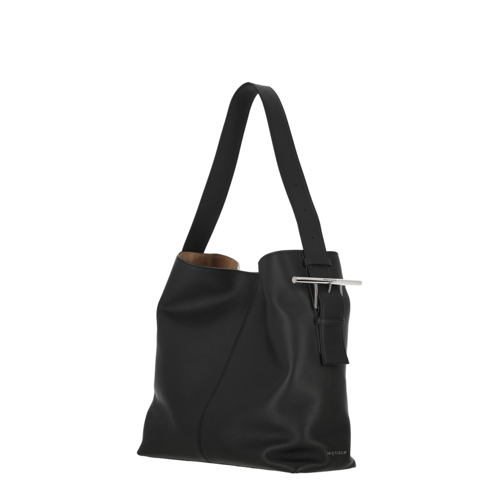 Grainy Leather Sling T-Bar Shoulder Bag