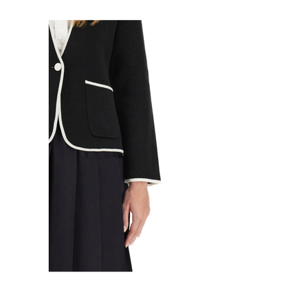 Single-Breasted Collarless Jacket