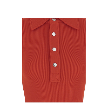 Coral Red Viscose Blend Polo Shirt