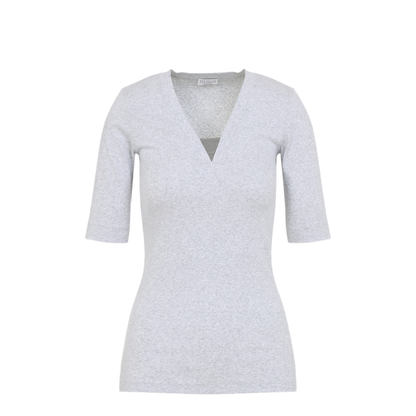 MAYFEYR - Brunello Cucinelli - V-Neck Ribbed T-Shirt - M0TC8EL692