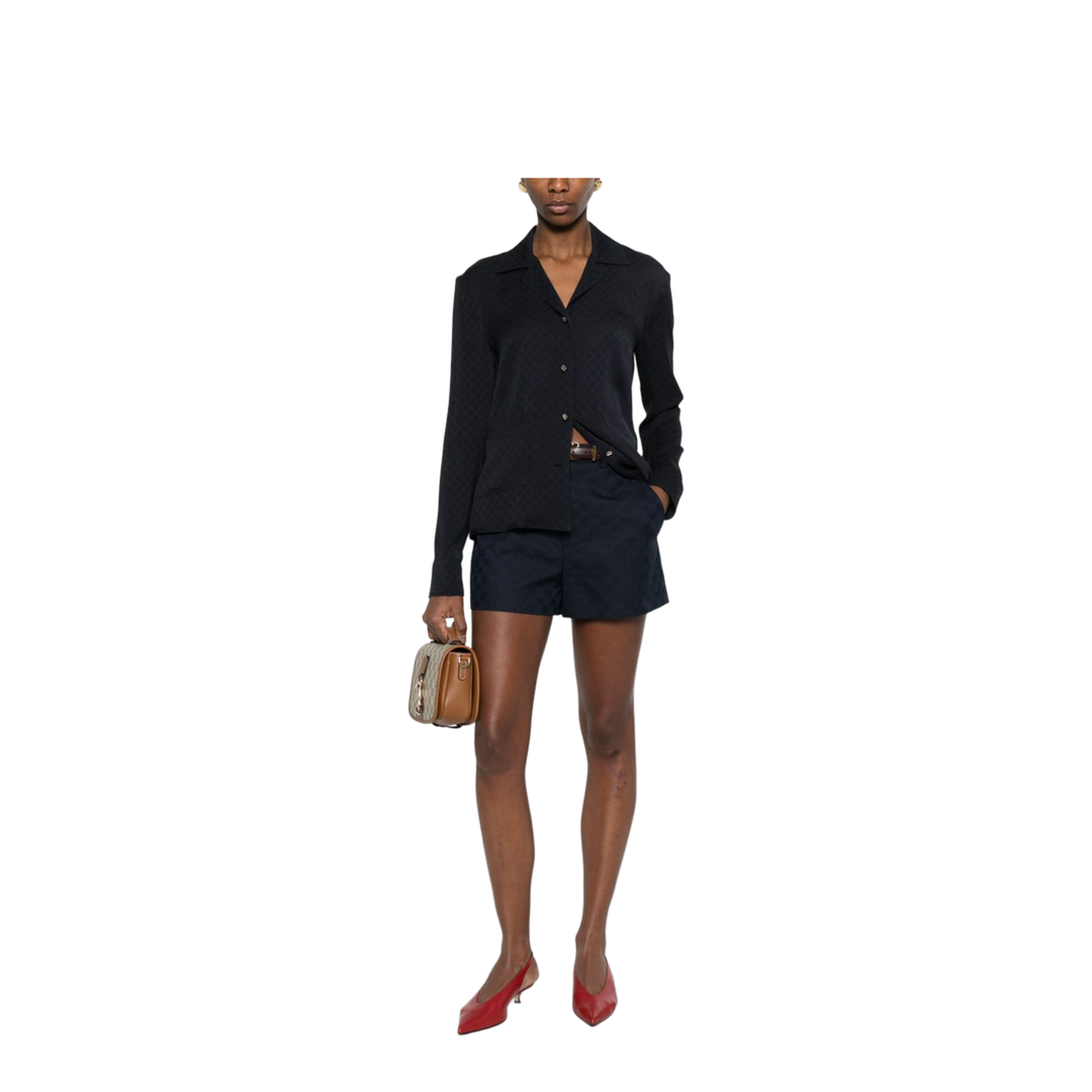 Blue Gg Cotton Gabardine Shorts