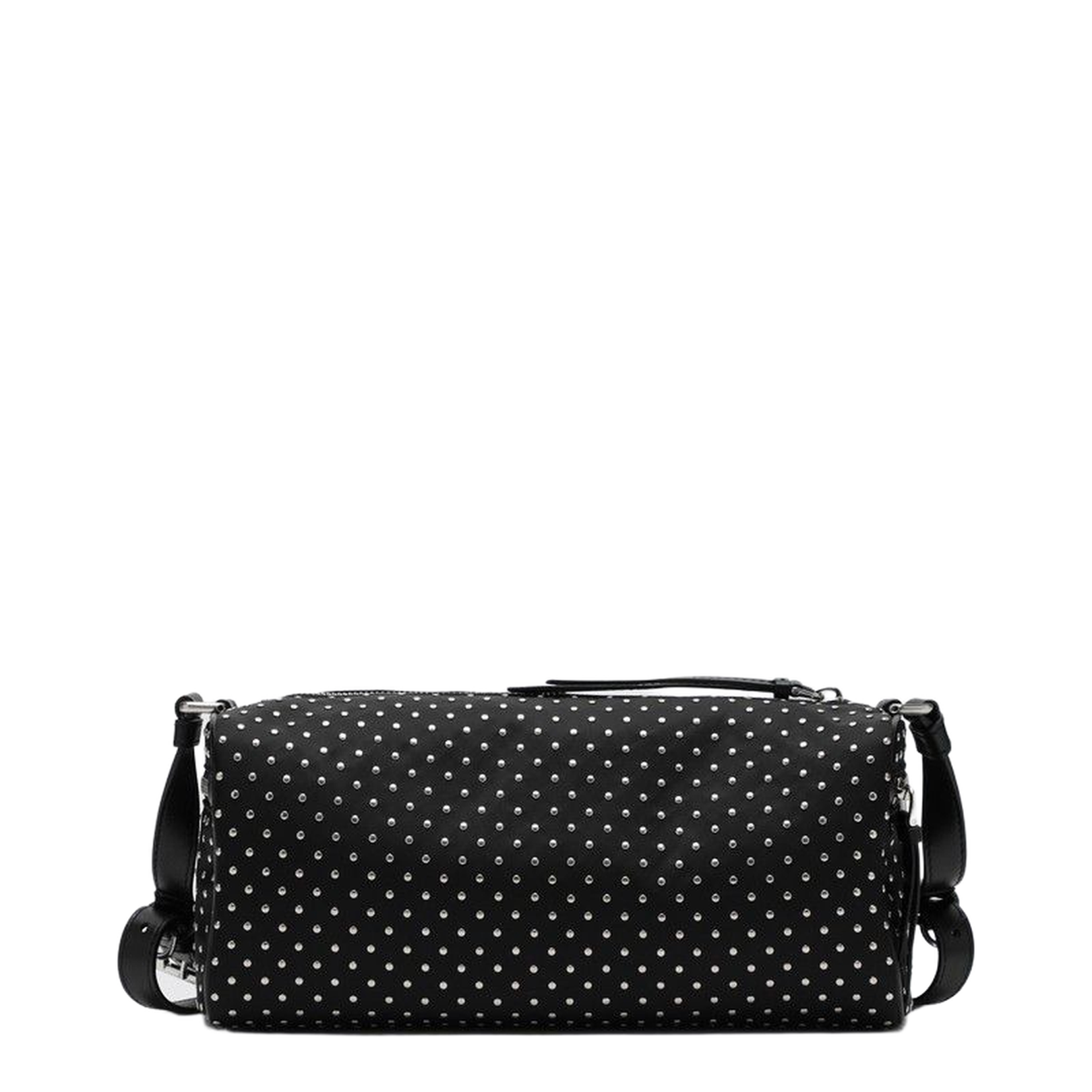 Black Re-Nylon Shoulder Bag with Studs