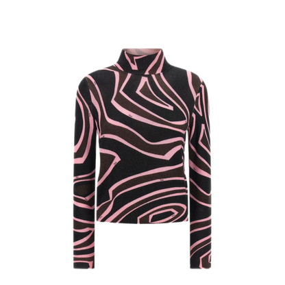 MAYFEYR - Pucci - Brown Printed Wool Turtle Neck Sweater - 6UKM736U960020