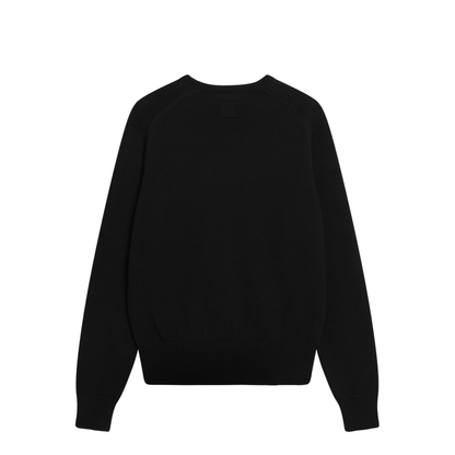 Black Cotton Crew Neck Jumper