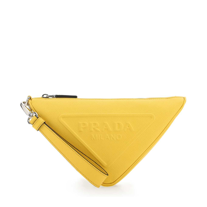 Yellow leather Triangle clutch