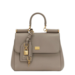 My Sicily Small Calf Leather Handbag - Taupe Beige