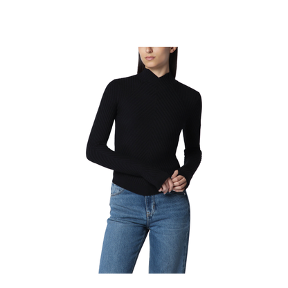 MAYFEYR - Victoria Beckham - Georgia Ribbed Sweater In Black Merino Wool - 1425KTP006804AWOBLK