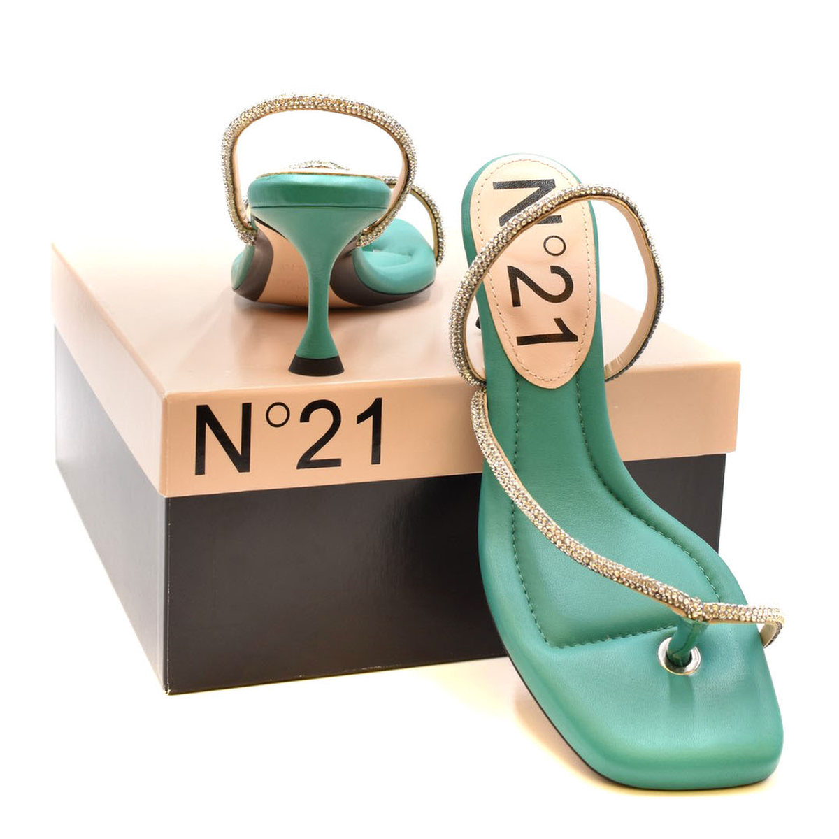 MAYFEYR - N 21 - Green Leather Sandals - 22ECPXNV13021X031
