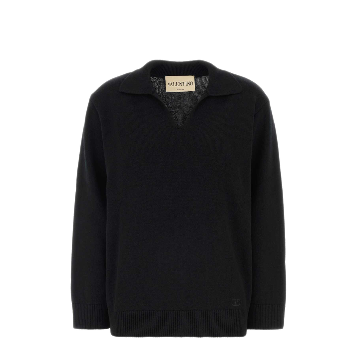 MAYFEYR - Valentino - Black Cashmere Polo Shirt - 9B3KC75GAEW0NO