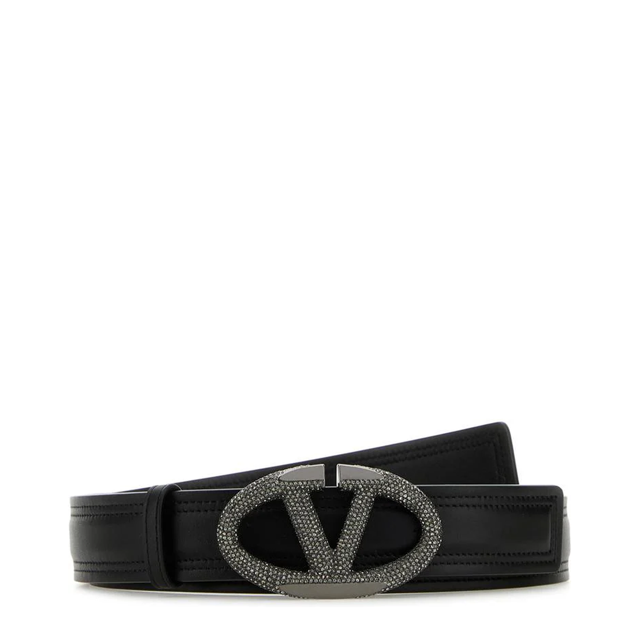 Black Leather Vlogo Belt