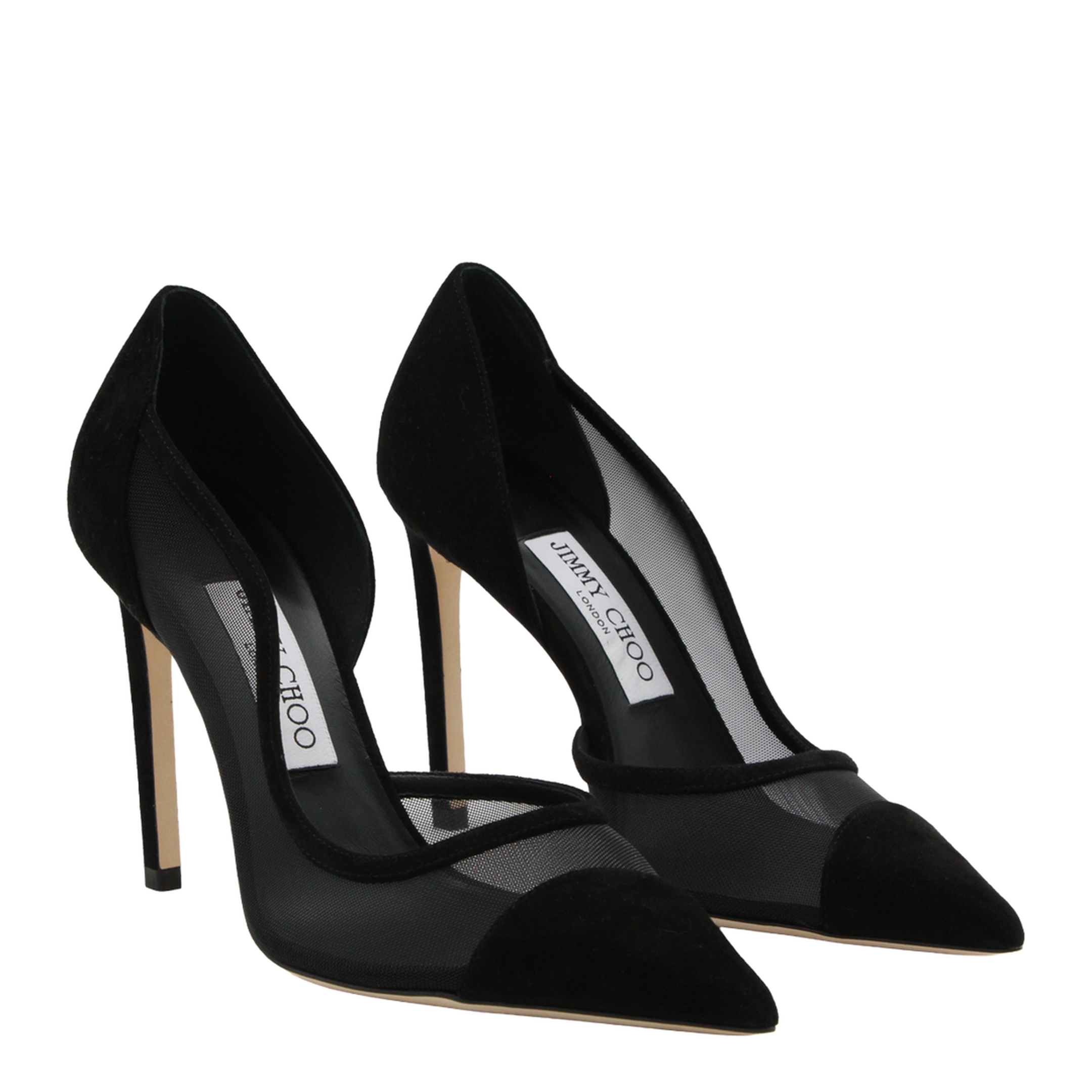 Brigitte 100 Pumps in Black Suede and Mesh