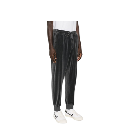Trousers Grey - Velours Drawstring Joggers