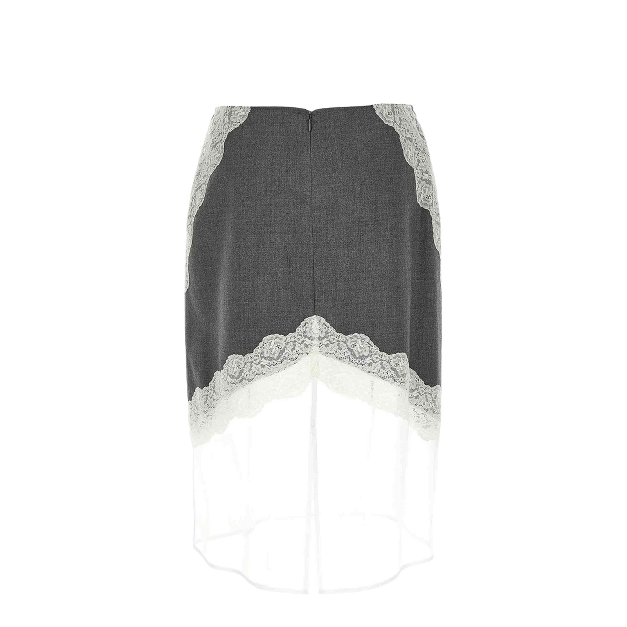 Organza Lace Wool Skirt - Grey