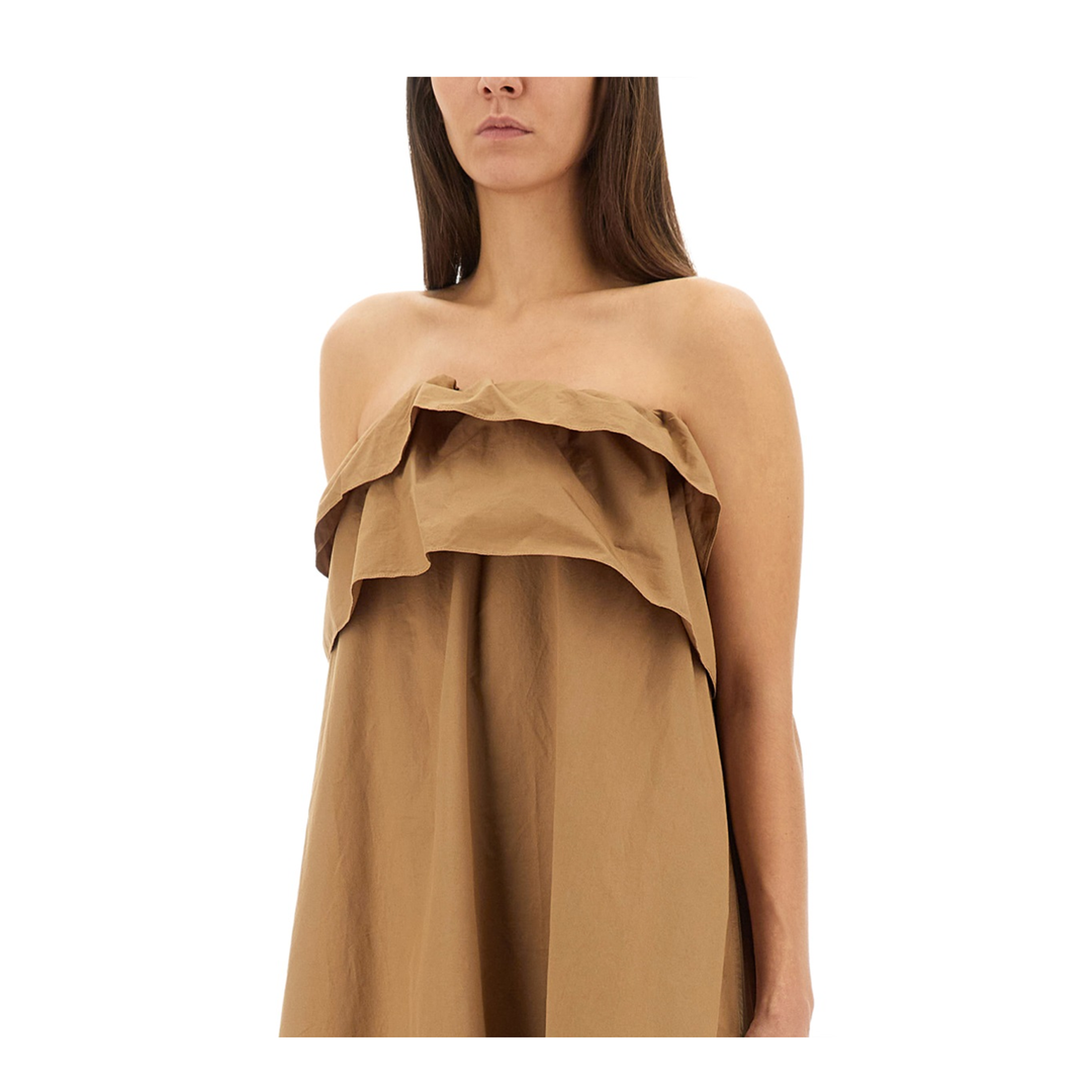 Cotton Twill Ruffle Dress