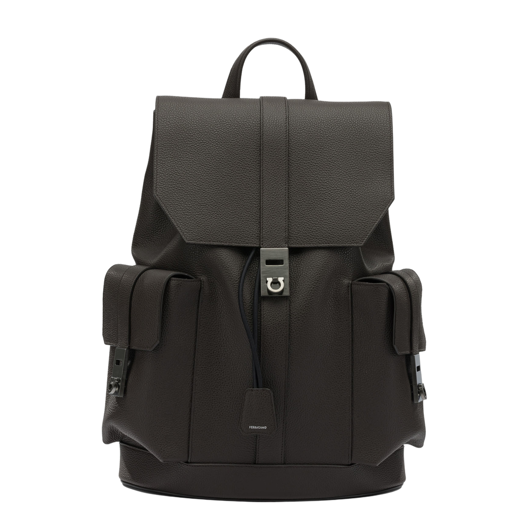 Double Pocket Leather Backpack