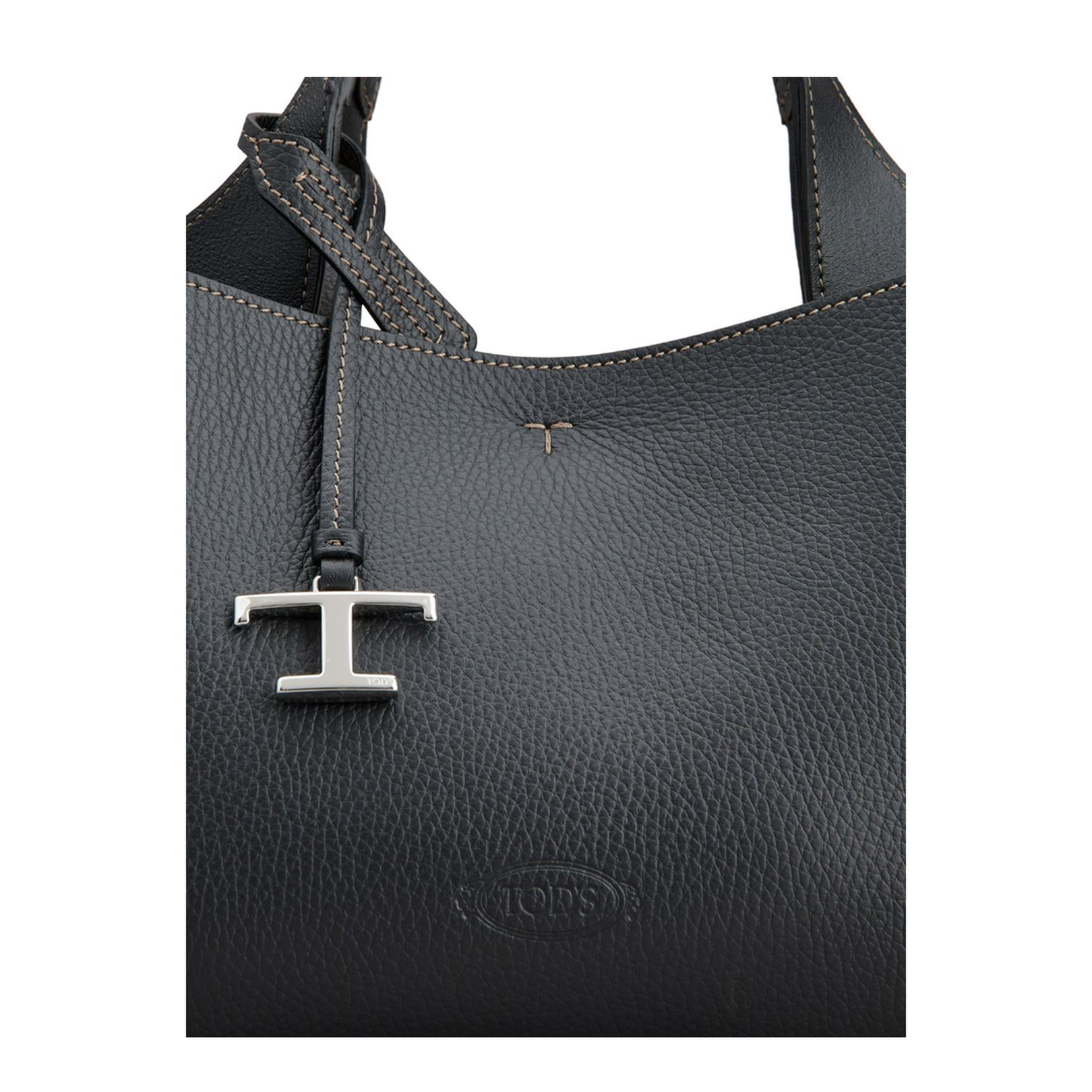 Mini Black Calfskin Handbag with 2 Handles and Shoulder Strap