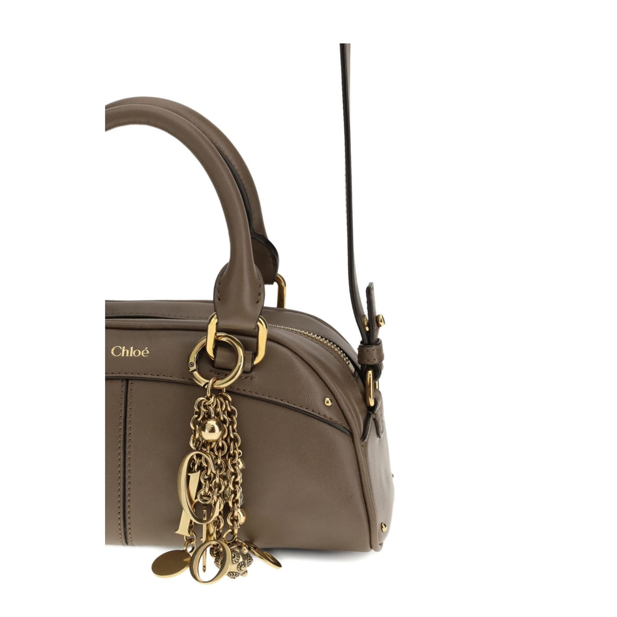 Small Bowling Bag in Soft Leather Beige