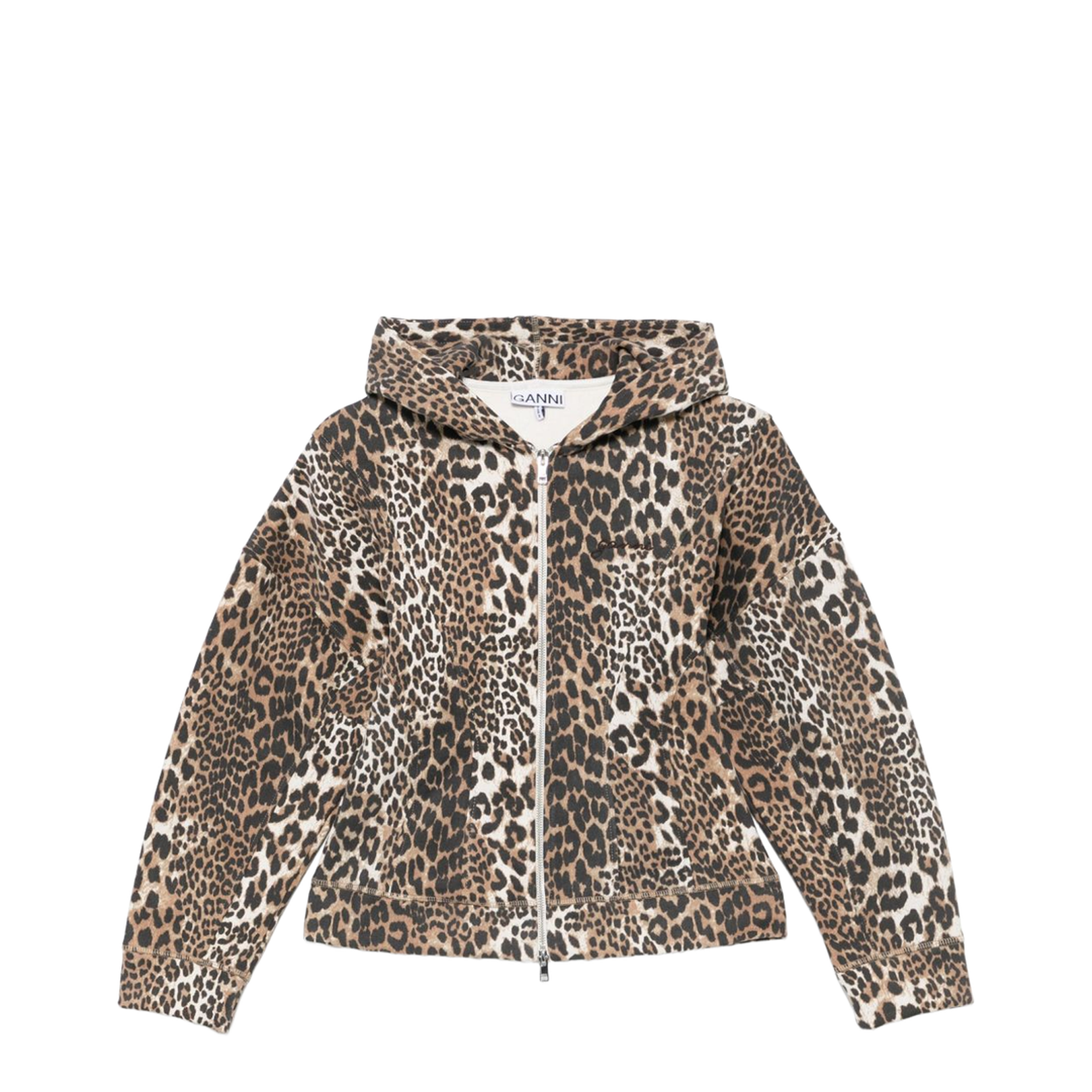Leopard-Print Hooded Vest Brown