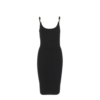 Dress with V-Jacquard Stretch Texture