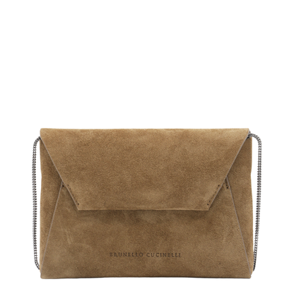 Suede Clutch Bag Brown