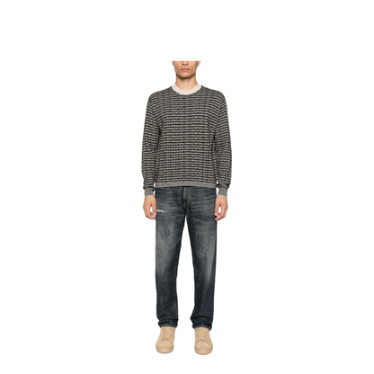 Virgin-wool jumper with all-over jacquard signature logo