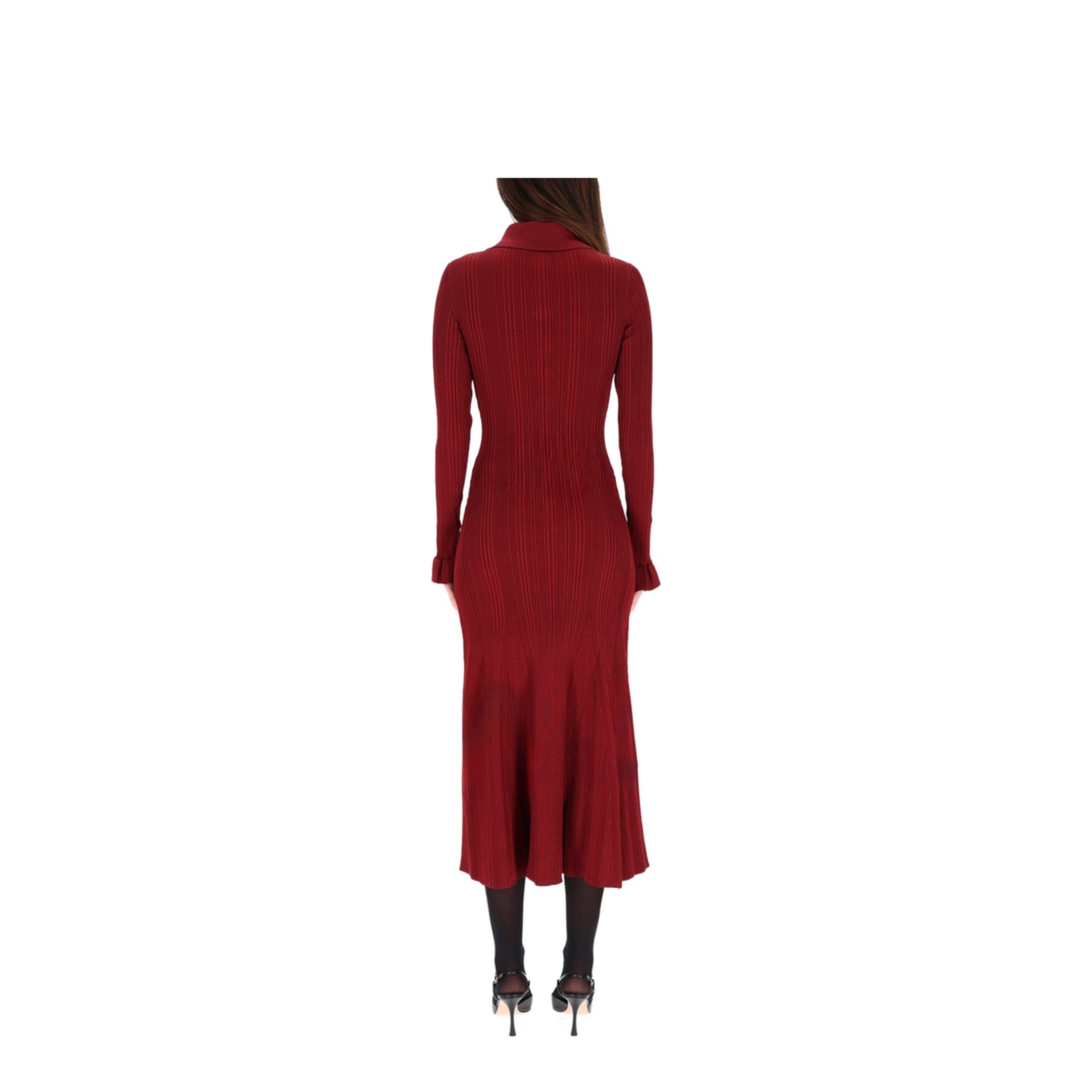 MAYFEYR - Self Portrait - Midi Dress With Collar - AW25008MABUBURGUNDY