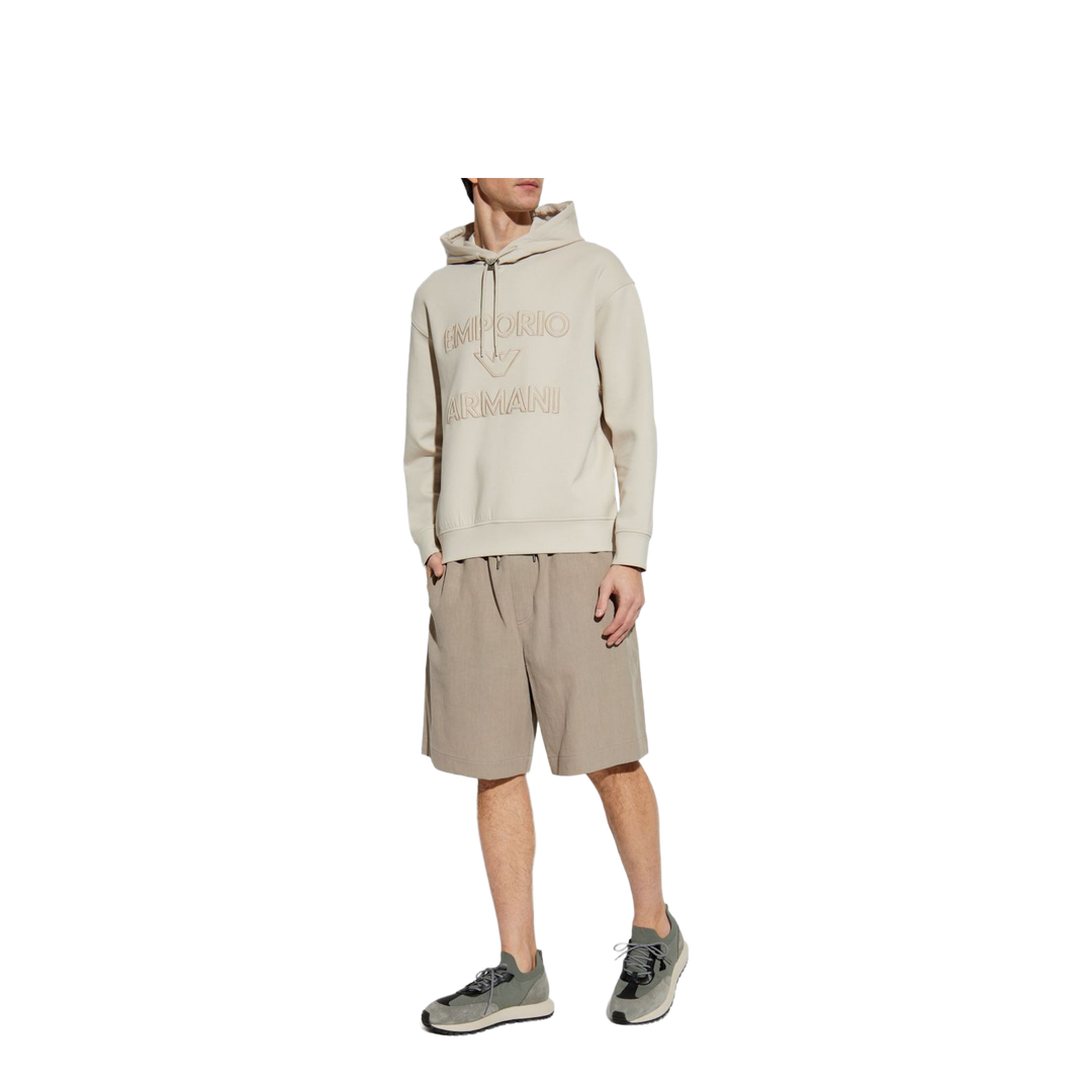 Double-Jersey Hooded Sweatshirt with Oversized Embossed Logo Embroidery
