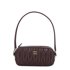 Matelassé Nappa Leather Pouch Shoulder Bags - Burgundy