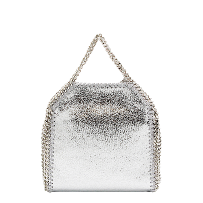 Falabella Tiny Cracked Metallic Polyester Tote Bag - Silver