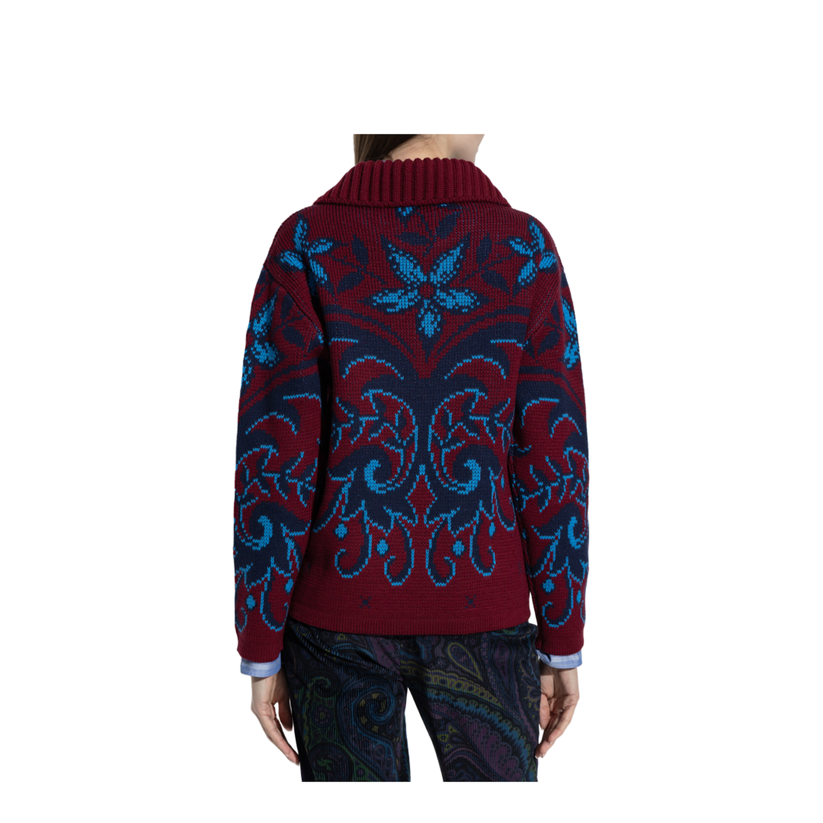 Patterned Sweater with a Collar