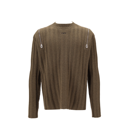 Ribbed Zip-Detail Jumper